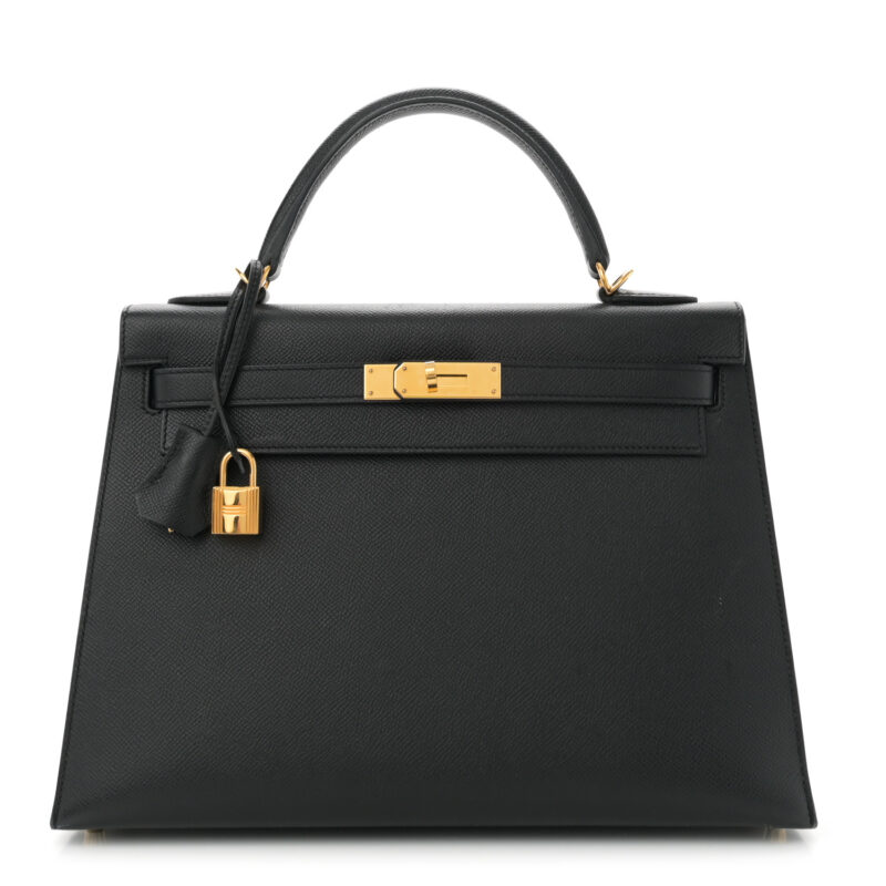 Hermes Kelly 32 Black Leather